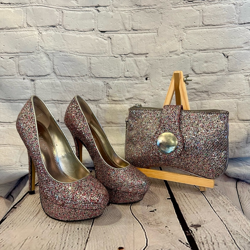Bakers Shoes | Matching Stilletos and Clutch (size 5.5)